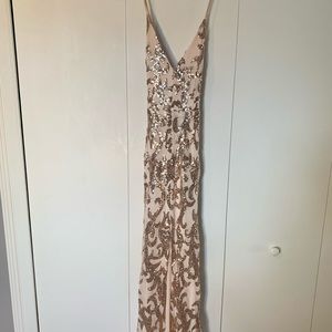 Windsor Rose Gold & Sequin Prom Dress